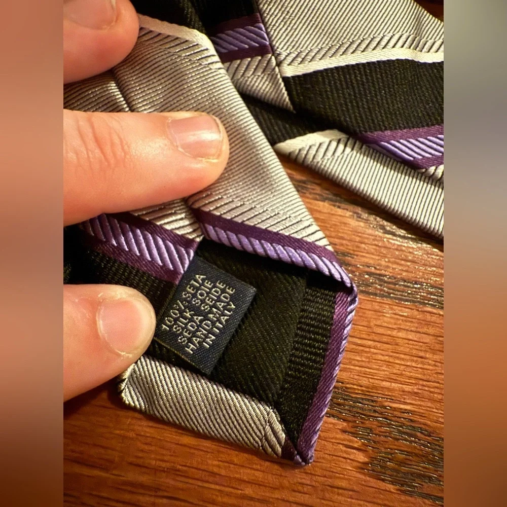 Wilkes bashford Purple and Black Striped Tie
